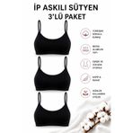 Mudcosıo Kadın İp Askılı Pedli Sütyen 3'lü Paket Pamuklu Esnek Rahat Bralet Sporcu Sütyen