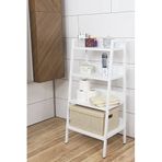 Mudesa MDS4KONBYZ002 Metal Ahşap Dekoratif Aöık Banyo Dolabı Konik Banyo Rafı 4 Raflı Beyaz Çok Amaçlı Banyo Organizer