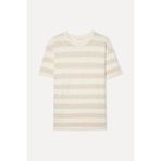 Mudo Erkek Ekru Çizgili Comfort Fit Bisiklet Yaka T-Shirt - XL