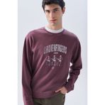 Mudo Erkek Kahverengi Baskılı Comfort Fit Bisiklet Yaka Sweatshirt