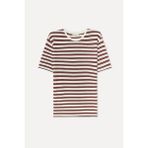 Mudo Erkek Kırık Beyaz Çizgili Loose Fit Bisiklet Yaka T-Shirt - XL