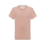 Mudo Erkek Kırmızı Keten Karışımlı Çizgili T-Shirt