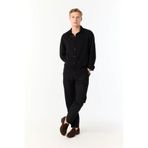 Mudo Erkek Siyah Straight Fit Keten Karışımlı Chino Pantolon