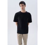 Mudo Erkek Taş Rengi Dokulu Comfort Fit Bisiklet Yaka T-Shirt