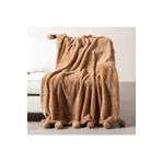 Mudo Home PONPONLU DİZ ÜSTÜ BATTANİYE BEJ 130X160
