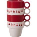Mudo Home Renkli 4'lü Espresso Fincan Seti Seramik Malzeme ile Yeni Yıl Temalı Şık Sunum - 105 ml