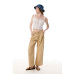Mudo Kadın Bej Rengi Loose Fit Pile Detaylı Pantolon