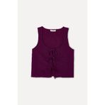 Mudo Kadın Bordo Fitted Bağlamalı Kolsuz Bluz