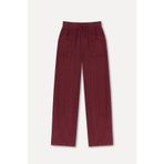 Mudo Kadın Bordo Straight Fit Dikişli Keten Pantolon