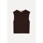 Mudo Kadın Kahverengi Dokulu Fitted Kolsuz Bluz