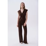 Mudo Kadın Kahverengi Regular Fit Beli Lastikli Pantolon