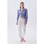 Mudo Kadın Kırık Beyaz Cropped Flare Fit Pantolon