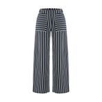Mudo Kadın Lacivert Çizgili Wide Leg Beli Lastikli Pantolon