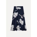 Mudo Kadın Lacivert Floral Desenli A Form Midi Etek