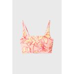 Mudo Kadın Pembe Floral Baskılı Kolsuz Crop Bluz