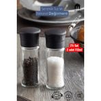 Muf Home 2'li Premium Cam Gövde Seramik Bıçak Tuz ve Baharat Değirmeni Seti - 2 Adet 117ML Bpa Içermez