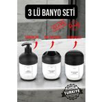 MUF HOME 3'lü Banyo Seti Modern Tasarımlı Cam Altlı–Şık Sabunluk, Diş Fırçalık ve Pamukluk 3 Parça Banyo Seti