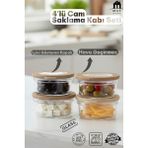 Muf Home 4'lü Cam Saklama Kabı Seti - Kahvaltılık, Erzak Saklama Kabı - Içini Gösteren Kapak - 4 x 415CC -Bpa Free - BEJ