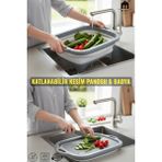 Muf Home Akordiyon Kesim Panosu - Katlanabilir Kesme Doğrama Tahtası - Süzgeçli Badya Karavan & Kamp Için Ideal