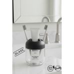 MUF HOME Cam Diş Fırçalık Modern Banyo Diş Fırçalık Şık Cam Gövde 3 Bölmeli Şeffaf Cam Diş Fırçalık Organizer
