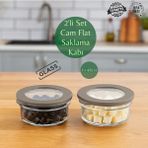 Muf Home Cam Saklama Kabı Hava Geçirmez Silikon Kapaklı Cam Kahvaltılık Seti Sızdırmaz Saklama Kabı 2X-415CC Bpa Free - BEJ