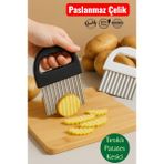 Muf Home Patates Dilimleyici Pratik Şekilli Patates Kesici Tırtıklı Patates Kesici Dayanıklı Paslanmaz Çelik - 1 Adet