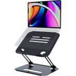 Mufamet Basic-2 Tüm Modellerle Uyumlu 50Kg kapasite Çelik Sınırsız Açıda Kolay Ayarlanır Laptop Standı Yükseltici Laptop Ipad Macbook Standı - Siyah - 13inç - 19.3 inç laptoplar için