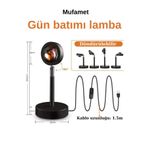 mufamet Gün Batımı Projeksiyon Masa Lambası Romantik Fotoğraf Çekimi Aydınlatma Standlı Usb Led Işık Red