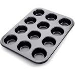 Muffin Kek Kabı ve Cupcake Fırın Tepsisi Yapışmaz Metal Hamur, 12 Gözlü Muffin Kabı, Cup Cak - Beyaz