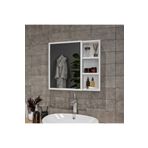 Mufi WooD %100 Mdf Banyo Dolabı Sade Aynalı Kapaklı Raflı Mdf Banyo Dolabı