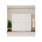 Mufi WooD 4 KAPAKLI TAMAMEN MDF 8 BÖLMELİ ÇİFT ASKILIKLI BEYAZ DOLAP-GARDORAP