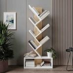 Mufi Wood Dekoratif Çok Bölmeli Kitaplık - Beyaz - Meşe