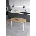 Mufian Concept 70x110 Cm Safir Meşe Beyaz Ayak Yemek Masası Mutfak Masası Balkon Masası Çalışma Masası