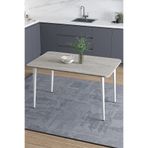 Mufian Concept DAMLA 70x110 Cm İskandinav - Bohem Oval Köşe Traverten-Beyaz Ayak Mutfak-Yemek-Balkon-Çalışma Masası