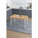 Mufian Concept DAMLA 70x110 Cm Oval Köşeli Meşe-Beyaz Ayak Mutfak Masası Yemek, Balkon, Çalışma Masası