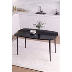 Mufian Concept İskandinav Bohem Oval 60x90 CM Metal Ayaklı Siyah Mermer Desen Mutfak-Yemek-Balkon-Çalışma Masası LUNA
