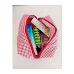 Mufincollection Kırmızı Beyaz Ekose - Pamuklu Makyaj Çantası – 20x10 cm
