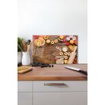 Muftak Malzemeleri ve Aşk Cam Kesme Tahtası , Silikon Ayaklı Isıya Kırılmaya Dayanıklı Sunum Tablası - 23 x 35 cm