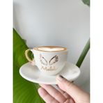 Mug Tasarım 24K Altın Yaldızlı Melek Küpeli Porselen Nescafe Fincanı Melek Isimli(Küpe Kalp Şekli Olabilir)