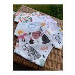 mugaSA - %100 Organik Pamuk, Bebek Mama Önlüğü, Fular, Yakalık, 2 Katlı Muslin, 5''li Set (KIZ BEBEK)
