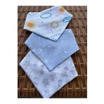 mugaSA - %100 Organik Pamuk, Bebek Mama Önlüğü, Fular, Yakalık,2 Katlı Muslin, 3lü Set (ERKEK BEBEK)