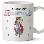 Mugffins (İtalyanca fincan) dottoresa orijinal kahve fincanları ve kahvaltıları işçilere ve profesyonellere hediye etmek için - Ich Bin EIN super Doktor - Ceramica 350 ml