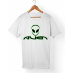 Muggkuppa Alien Unisex-Erkek Beyaz T-Shirt