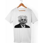 Muggkuppa Einstein Unisex-Erkek Beyaz T-Shirt - L