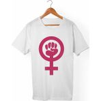 Muggkuppa Feminist Unisex-Erkek Beyaz T-Shirt - L