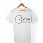 Muggkuppa Pac- Man Unisex-Erkek Beyaz T-Shirt