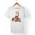 Muggkuppa Tazmanya Canavarı Unisex-Erkek Beyaz T-Shirt