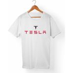 Muggkuppa Tesla Unisex-Erkek Beyaz T-Shirt