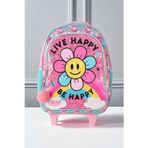 Muggle 2 Bölmeli Live Happy Çekçekli Okul Sırt Çantası Pembe