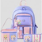 Muggle 2214 Ithal Ürün Üst Kalite Unisex Çocuk Üçlü Set Ilkokul Sırt Çantası - NKT02214-LILA-TEKEBAT